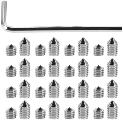 NUOBESTY Stainless Steel Cone Point Grub Screws Set with Hex Socket Allen Key Headless Set Screws for Bathroom Fixture Repairs Anti-corrosion Fasteners for Mixer Tap Maintenance Kit