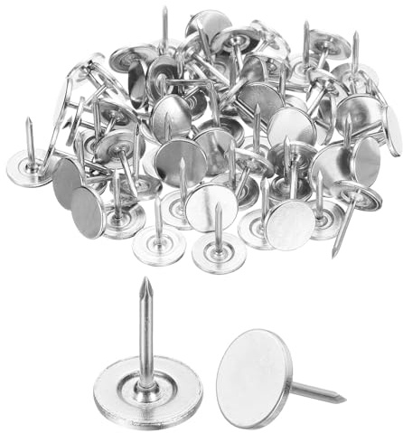 QUARKZMAN Polsternägel 11 x 15mm Flachkopf Möbelnägel, Silber 60 Stück | Dekorative Reißnägel Für Möbel Sofa Kopfteile