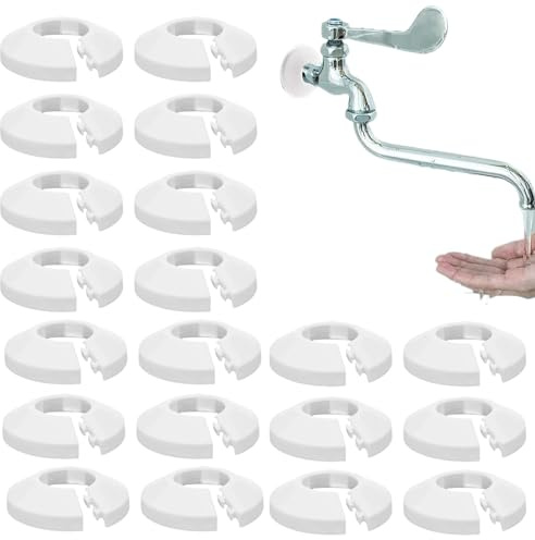 Manchons De Protection Pour Radiateur,20 Pièces Protection Plaques De Tuyauterie Pour Tuyau Diamètre 16mm | Manchons Rosace Tubes | Pour Radiateur Salle De Bain Douche Évier Plomberie