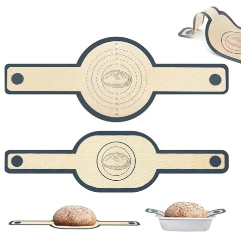 2 Stück Silikon Backmatte für Dutch Oven, Backmatte Brot mit Langen Griffen, Brotmatte für Backofen, Wiederverwendbare Backunterlage Silikon