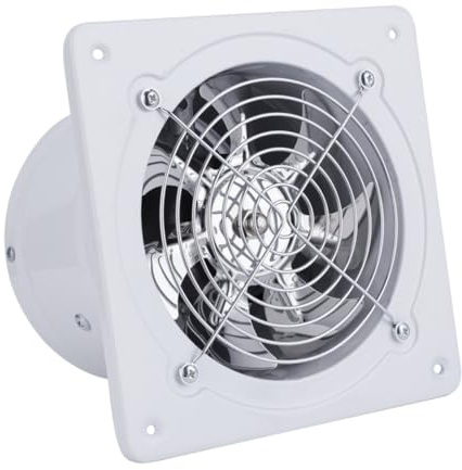 DIKACA Ventilatore da Parete Bianco da 6 Pollici per Cucina e Bagno, Ventilatore di Scarico Silenzioso Valvola Anti-ritorno e Schermo Protettivo in Metallo, Ventola di Ventilazione per