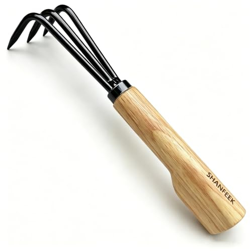 Garden Rake With 3-Claw for Loosening Soil in Flower Bed (Black)