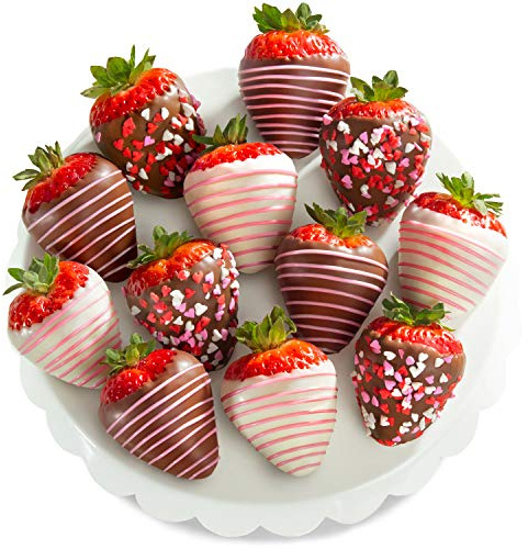 A Gift Inside The Original Love Berries Chocolate Dipped Strawberries Gift - 12 Berries for Mother's Day, Birthday, Thank You