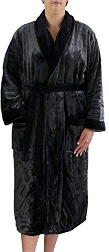 Gözze – unisex badrock/morgonrock med sjalkrage, sidenkänsla, 100% mikrofiber, 330 g/m², storlek L – antracit
