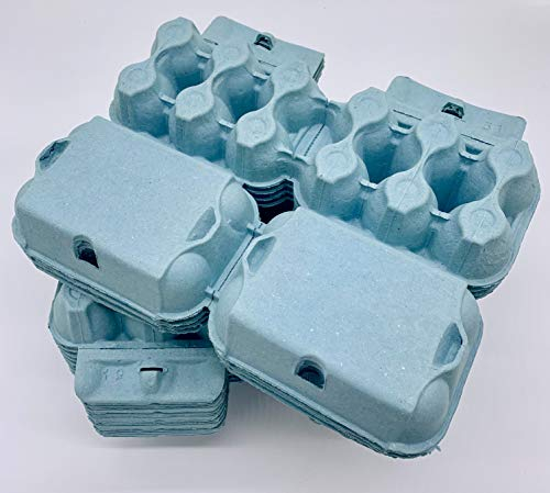 HAPPY CHICKENS 100 NEW 1/2 DOZEN 'FLAT TOP' CARDBOARD EGG BOXES IN BLUE