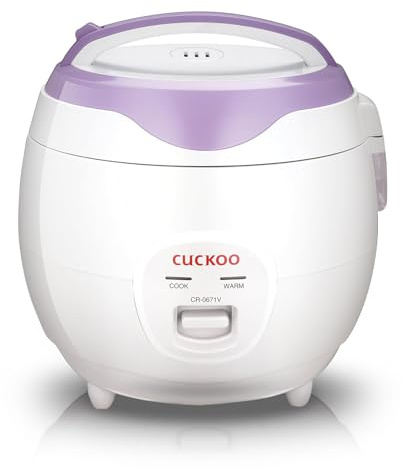 CUCKOO Basic Rice Cooker 6-Cup Uncooked / 12-Cup Cooked, Versatile Rice Maker with Non-Stick Inner Pot, Easy to Use, Auto Keep Warm, White/Purple (CR-0671V)