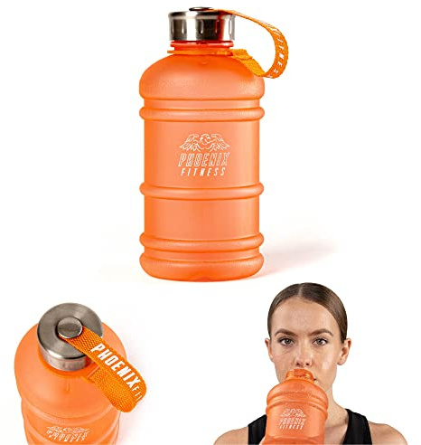 Phoenix Fitness RY1017 1L Sports Water Bottle - BPA Free Non Toxic Plastic Drinking Bottle - Leakproof Drinks Bottle for Gym, Outdoor Sports - Orange