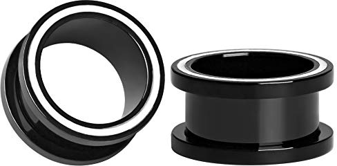 KUBOOZ - Tapón para oído, para túnel, calibre de camilla perforadora, tornillo simple, de acero inoxidable, 2 g (6 mm) a 5/8 g (16 mm)., Acero inoxidable