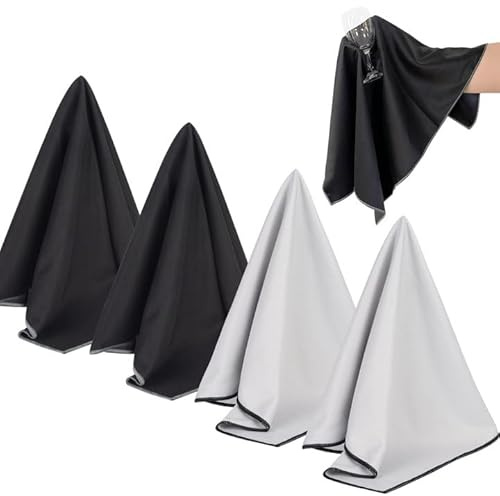 SINLAND 4 Stück Große Mikrofaser Glaspoliertücher Streifenfrei Fusselfrei Spiegeltuch Putztuch zum polieren von Spiegel Reinigungstuch für Weingläsern, Besteck, Edelstahl, Kamera 64cm X 51cm | Große Größe, dick, fusselfrei, Trockentücher, für Weingläser, Stielgläser, Geschirr, Edelstahl-Geräte