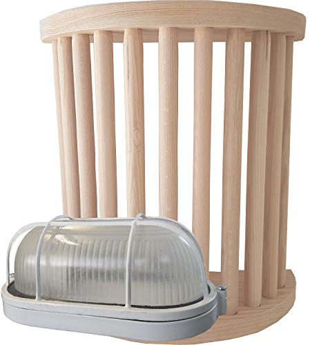 SULENO Saunalampe EMMA mit Saunaleuchte und Anschlusskabel Saunalicht Saunazubehör Starkstrom 400V (Lampenschirm + Fassung)