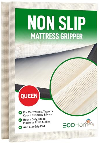 ECOHomes Non Slip Mattress Gripper Pad Stop Mattress, Keep Topper from Sliding - Anti Slip Grip Pads Holder Stop Couch Cushion, Sofa Cushions, Patio & Furniture to Prevent Sliding (Queen) | Stop Mattress, Keep Topper from Sliding, Anti Slip, Grip Pads Holder Stop Couch Cushion, Sofa Cushions, Patio & Furniture