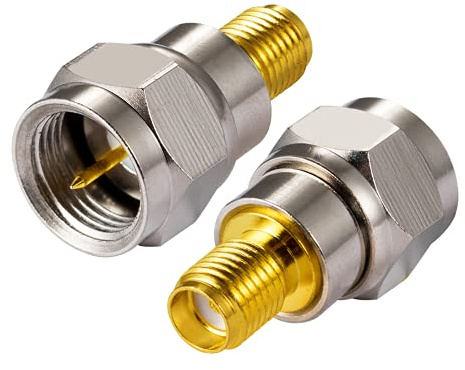 Vecys SMA Anschluss Adapter SMA Buchse auf F Type Stecker Koaxialkabel Stecker Gerader Adapter für FM-Radio DAB WIFI CATV-TV-Antenne Antennennetzwerkmodems (2 Stück)