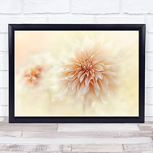 Fingerprint Designs Cafe 'Au Lait' Dahlia Flower Bloom Close-Up Peach Cream Freshness Wall Art Print