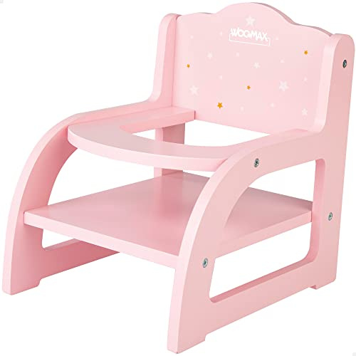 ColorBaby WOOMAX 49365 - Woomax-Hochstuhl aus Holz für Puppen +3 A