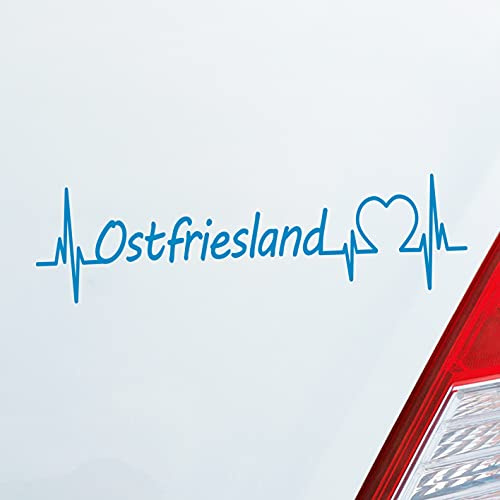 Hellweg Druckerei Auto Aufkleber Ostfriesland Puls Herzschlag Fun Sticker Heckscheibenaufkleber Autoaufkleber mit Ferien Region Motiv