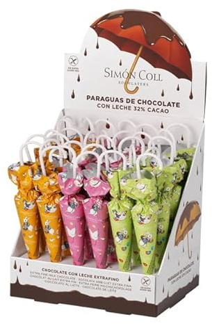 Simón Coll - Paraguas de Chocolate con Leche Especial Pascua - 30 unidades de 35gr cada uno.