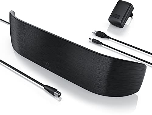 CSL - DAB+ DVB-T2 Antenne mit Verstärker aktiv - integrierter Verstärker bis zu 28dbi - inkl. USB Steckernetzteil - HDTV Fernsehantenne aktiv - DVBT2 Zimmerantenne