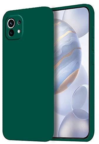 HONLEN Hülle für Xiaomi MI 11 Schutzhülle Case, (6.81 Inches) Liquid TPU Silicone Handyhülle mit Fallschutz Silikon Cover Dunkelgrün