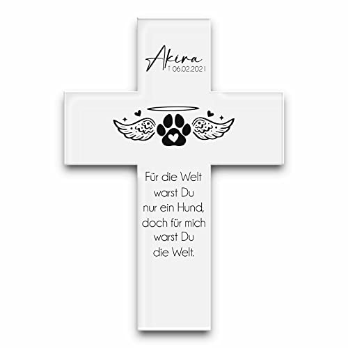 CHRISCK design Personalisiertes Grabkreuz mit vielen verschiedenen Designs - ideal als Andenken oder für den Friedhof - 23x33 cm
