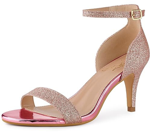 Perphy Sandales à talons aiguilles et bride cheville pour femmes Rose 37