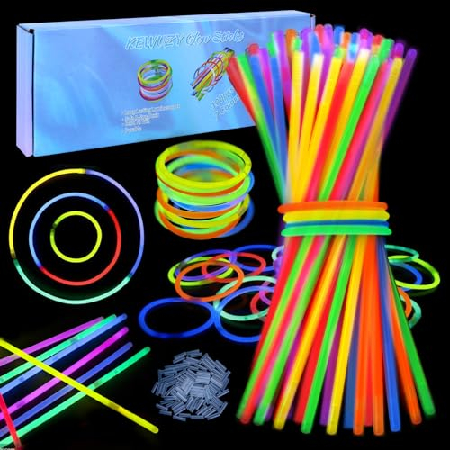 KEWUZY Juego de 100 luces luminosas para niños, pulseras brillantes, luces fluorescentes de neón para decoración de fiestas, festivales, bodas, Navidad, Nocheviej