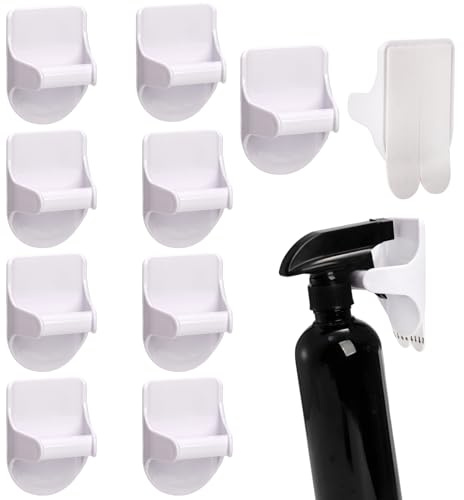 TOPZEA 10 Pack Spray Bottle Holder Hangers Wall Mount, Adhesive Spray Bottle Hooks Easy Install Wall Hanging Cleaning Bottles Organizer Storage Racks for Cabinet, Kitchen, Bathroom, Under Sink
