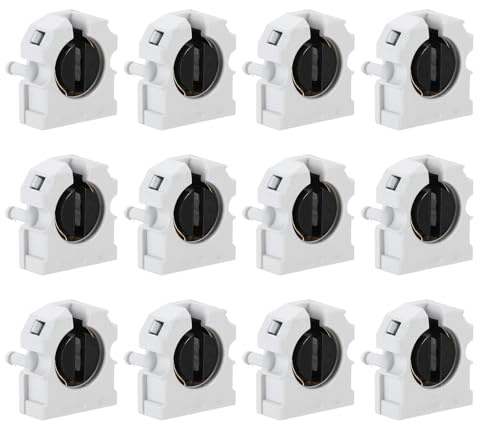 PATIKIL T8 Leuchtstofflampenhalter, 12er Pack G13 Lampensockel LED Leuchtstoffröhrenfassung 500V Nicht geschalteter Dreh-Typ Lampenhalter Ersatz, 29x32x13mm