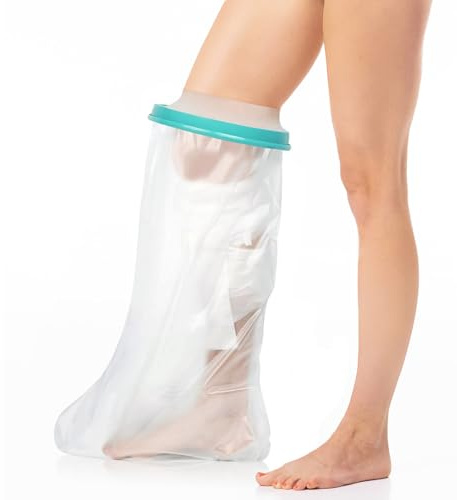 WenYa Adult Calf Cast Cover for Shower, Plaster Cast Waterproof Cover Leg with Sealing Ring, Reusable Cast Bandage Shower Protector for Knee Calf Foot Injured Adults Shower