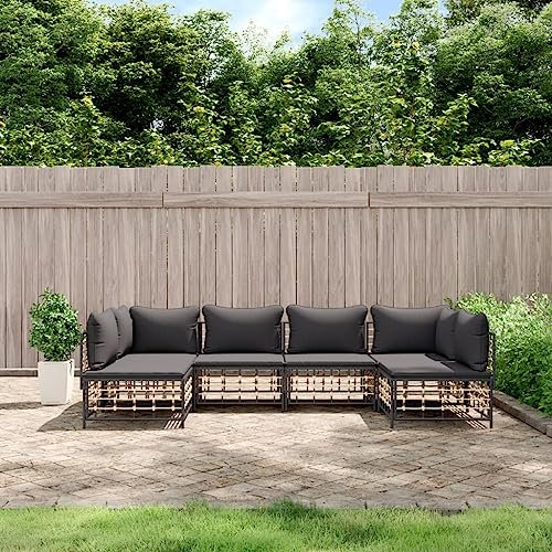 Tino Tech Garten-Lounge-Set Lounge Garnitur mit Kissen Gartenmöbel Set 6-TLG Gartenbank Gartensofa für Balkon und Terrasse Robust Einfach Reinigen Komfort Look Anthrazit 72x72x66 cm