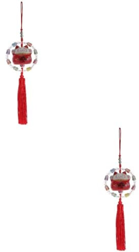 Amosfun 2St Anhänger Statue Zubehör zum Aufhängen des Rückspiegels feng Ornament hängende Verzierung der Katze Glückskatze zum Aufhängen Miniatur Glückliche Katze Halterung schmücken