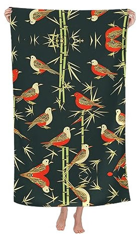 LXqlSS Bamboo Birds Microfiber Beach Towel Travel Pool Shower Camping Beach Towels for Kids Adults Women Beach Accessories Gifts