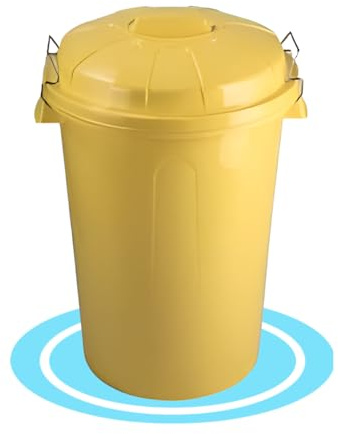 Dekohome Mülleimer mit Deckel, 100 l, aus robustem Kunststoff, ideal für die Aufbewahrung von Müll für Zuhause, Büro oder Industrie, Gelb