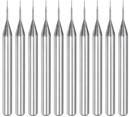 sourcing map 10Pcs 0.3mm Carbide End Mill Engraving Milling Cutter CNC Router Bits for PCB Machine, 1/8 Shank