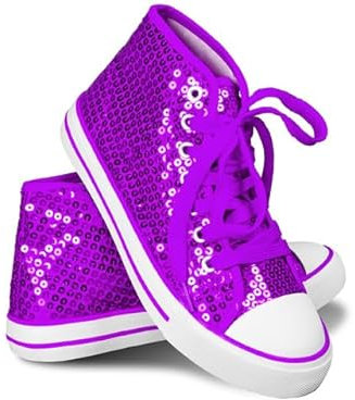 Think Jeck! Pailletten Schuhe Damen Glitzer Sneaker auch als Wendepailletten wählbar Halbhoch Damenschnürer Disco (Lila, 41)