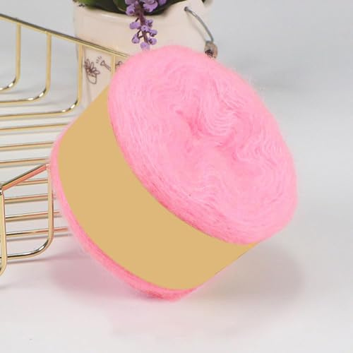 Wambere 50g Feines Mohair Wollgarn,Wolle zum Häkeln und Stricken,Weiches Wollgarn Handstrickgarn Häkelgarn Yarn Crochet für DIY Basteln Kunsthandwerk Mützen Schals Kleidungsdekoration,Pink