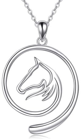 HUKKUN Pferd Ring Halter Halskette Sterling Silber Ring Keeper Hochzeit Verlobungsring Halskette Halter für Krankenschwestern Pferd Schmuck für Frau Mutter