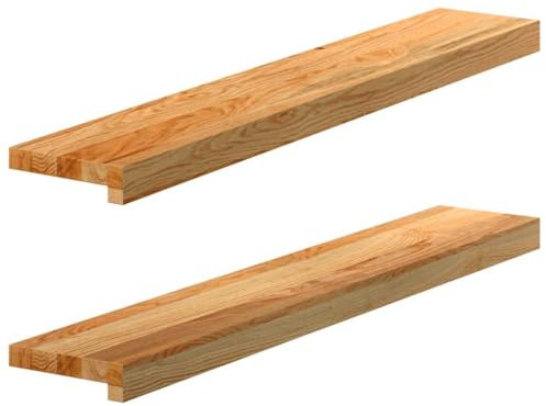 vidaXL Appuis de fenêtre 2 pcs Marron Clair Bois de chêne Massif, Rebord de fenêtre, Appui de fenêtre en chêne, Appui de fenêtre en Bois