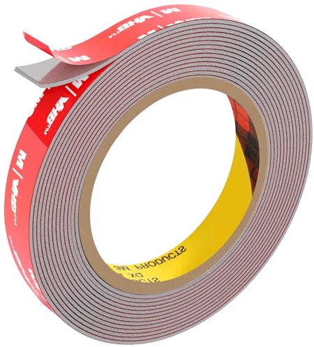 Doppelseitiges Klebeband Extra Stark, Schaumstoffband Klebeband, Montageklebeband Wasserfest und Hochtemperaturbeständig für Auto, LED-Lichtband, Heim - und Bürodekoration, Grau (15.4FT×0.59IN)