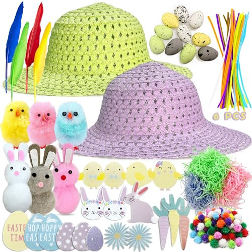 Edmirfun Kit chapeau de Pâques,Décorations De Pâques,oeuf de paques,poussin,stickers paques,Chapeaux De Fête De Pâques,Bricolage Paques Enfant,pour fête de Pâques,Cadeaux de Pâques pour enfants