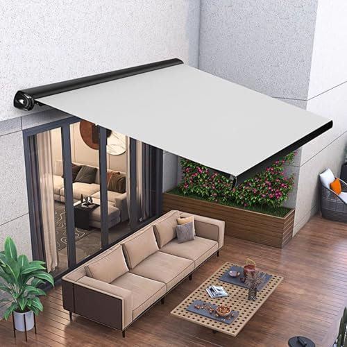 Ausziehbare Terrassenmarkise, Ersatzstoff, 1,8 x 1,2 m, grau, Schattenmarkise für Sonne, UV-Strahlen, Regen, Schnee