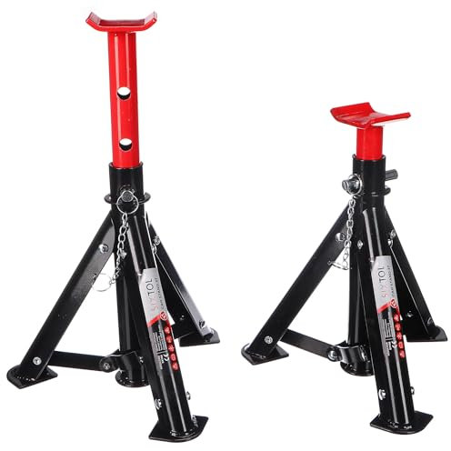 SIXTOL Mechanic CAR Stand 3T | Faltbare Kfz-Unterstellböcke | 2 Stück | Tragkraft 3 Tonnen | Höhenverstellbar | Kompakt und tragbar