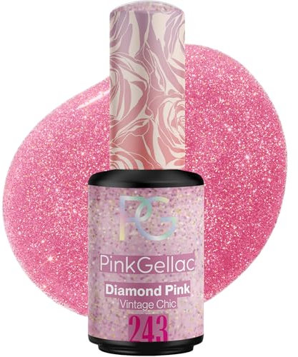 Pink Gellac Gel Nagellack UV - 243 Diamond Pink 8 ml - Gelnagellack für UV Lampe - Pink - Einfache Anwendung Nail Polish für 14 Tage Salonqualität - Veganer Gellack Made in Holland