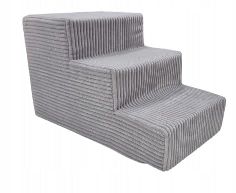 Odol-Plusz Hundetreppe 3-Stufig für kleine Hunde, 50 x 30 x 30 cm, Beige, Waschbarer Bezug, rutschfest