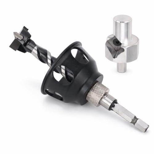 Drill Locator, 20mm Straight Hole Drill Bit, Woodworking Bench Dog Hole Chamfer Reamer Tool, Dog Holes Polished Finish Tool for Standard Electric Drills (20mm)