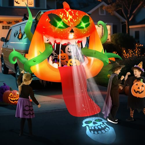 Kalolary 152 cm Halloween uppblåsbar dekoration, baklucka eller godis bildekorationer uppblåsbar fest för gård trädgård gräsmatta inomhus utomhus dekor (läskig pumpa spöke)