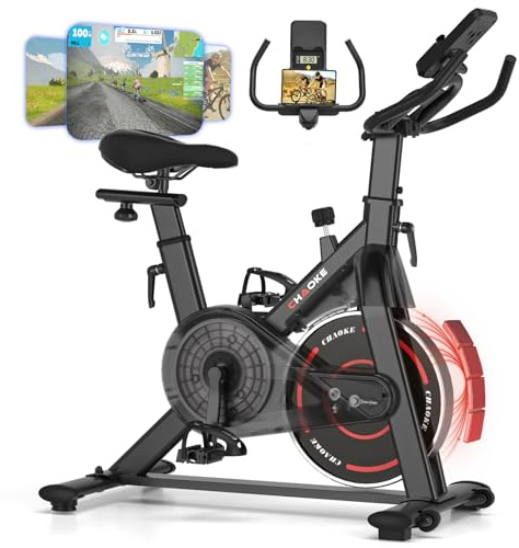 CHAOKE Cyclette da Casa con App, Cyclette per Casa Magnetoresistanza ultra Silenziosa 10dB, con Applicazione, Sedile Morbido e Traspirante e Schermo LCD, Peso Massimo di 150KG Cyclette Professionale