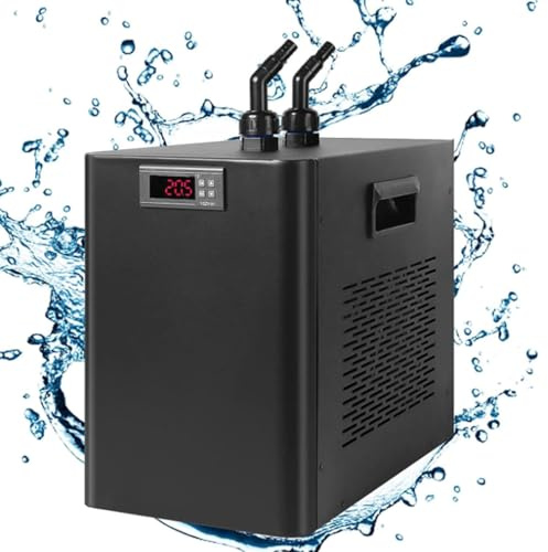 Acuario Enfriador de Agua de 42 galones, 1/10 HP, compresor de refrigeración silencioso para acuarios de de mar Dulce, corales, camarones, hidroponía.