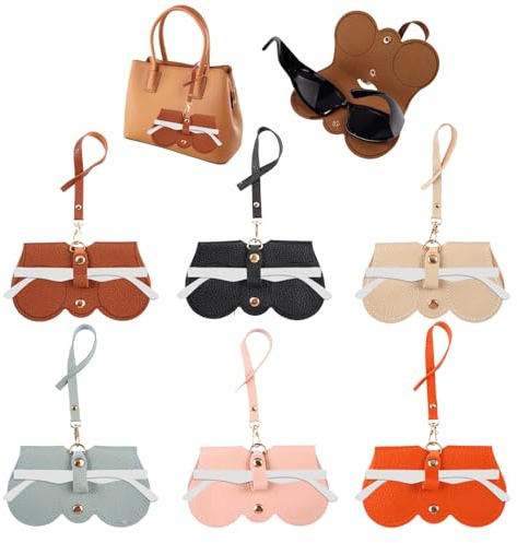 6 Pièces 15x8cm Sacs à Lunettes en Cuir Souple avec Courroie
