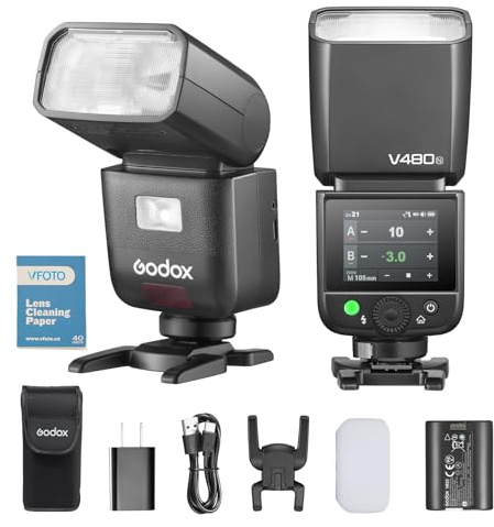 GODOX V480 N TTL Flash Camera Speedlite für Nikon, GN50 2.4 G 1/8000 HSS, V480N 650 Illumina Piena Potenza, Compatibile con Nikon Fotocamera