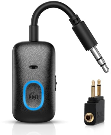 OQIMAX Bluetooth 5.4 Transmitter Receiver, Portable Wireless Airplane Audio Adapter with Hands-Free Calling, Noise Cancellation, Plug and Play Bluetooth Headphone Adapter for TV, Home Stereo, Speakers